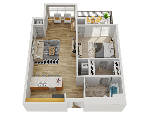R1 Floor Plan at Wheaton 121, Wheaton